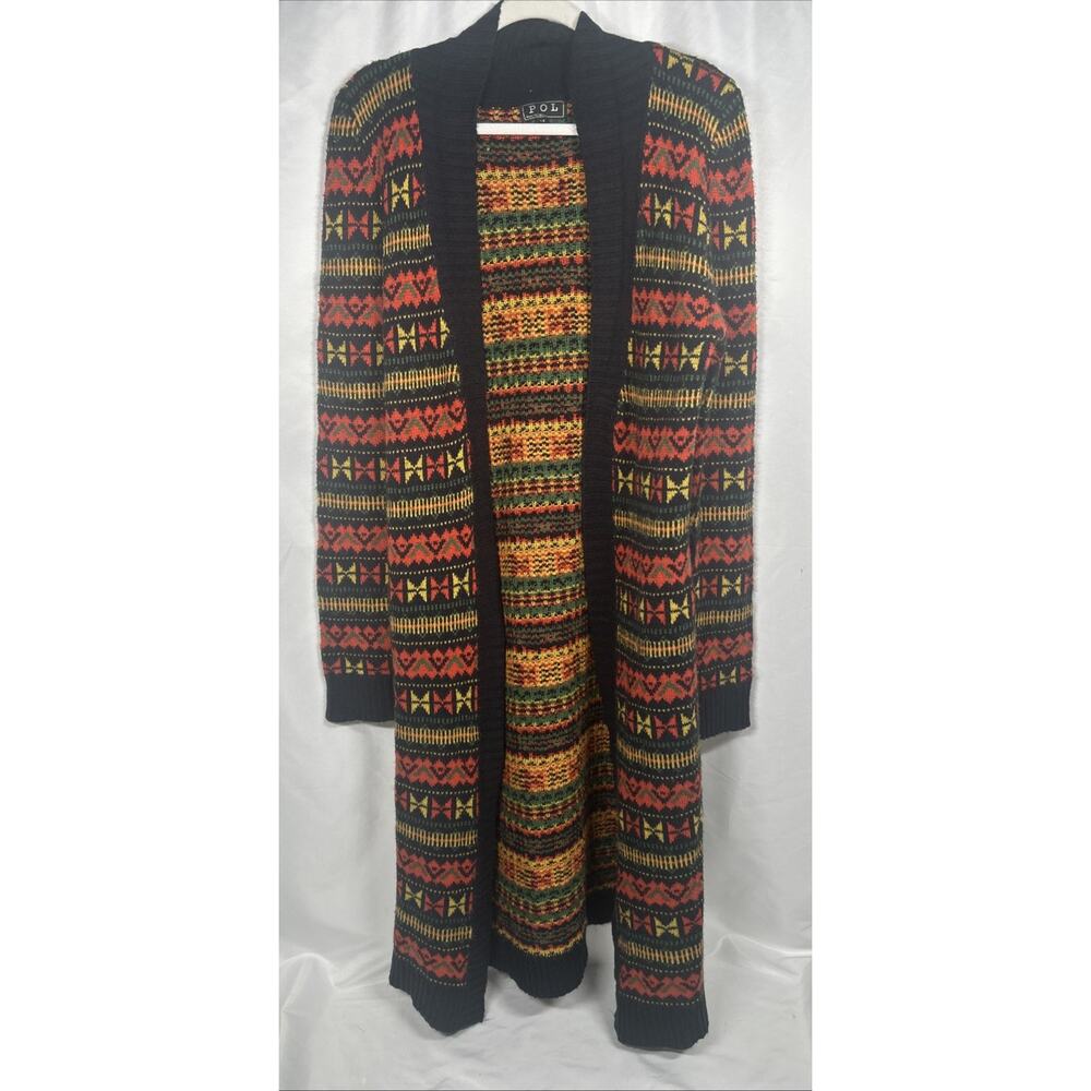 POL Anthropology Aztec Boho Print Open Front Cardigan Womens Size Medium